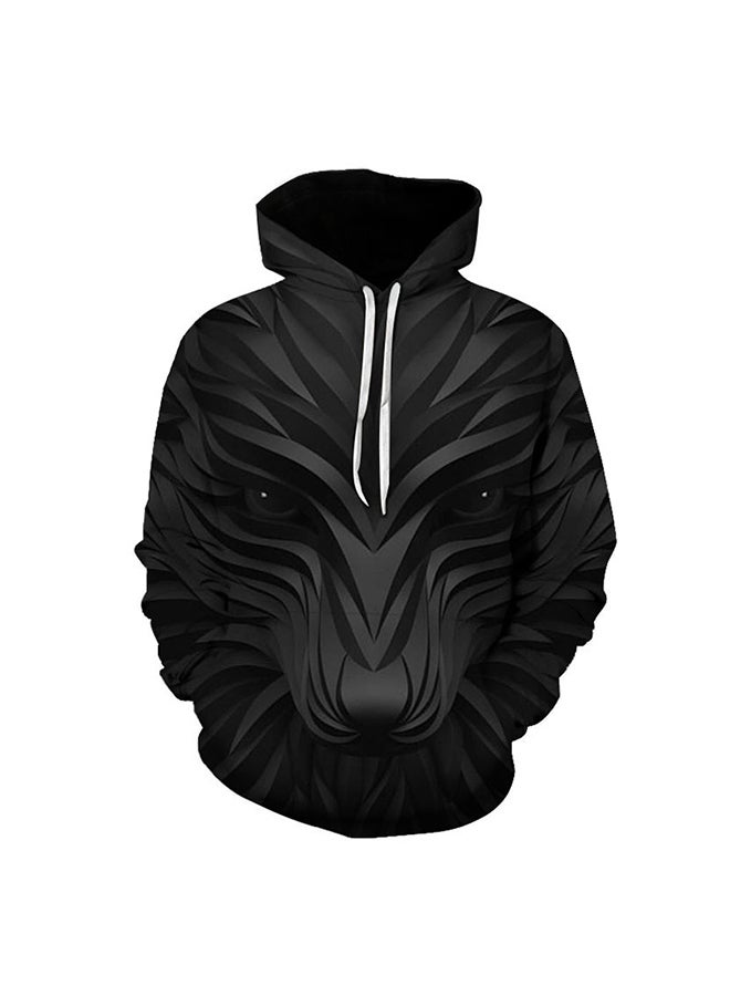 Generic - Polyestertrendy Street 3D Digital Animal Printing Oversized Couple Hoodie Black - Image 1