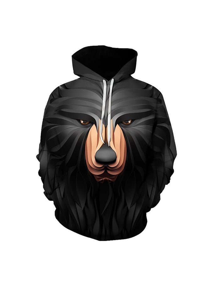 Generic - Polyestertrendy Street 3D Digital Animal Printing Oversized Couple Hoodie Black - Image 1
