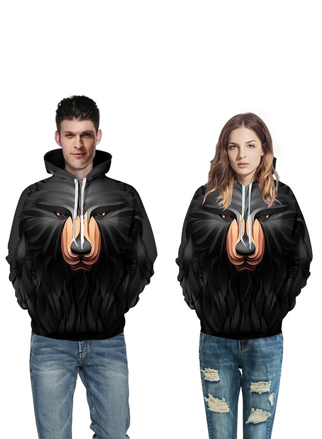 Generic - Polyestertrendy Street 3D Digital Animal Printing Oversized Couple Hoodie Black - Image 1