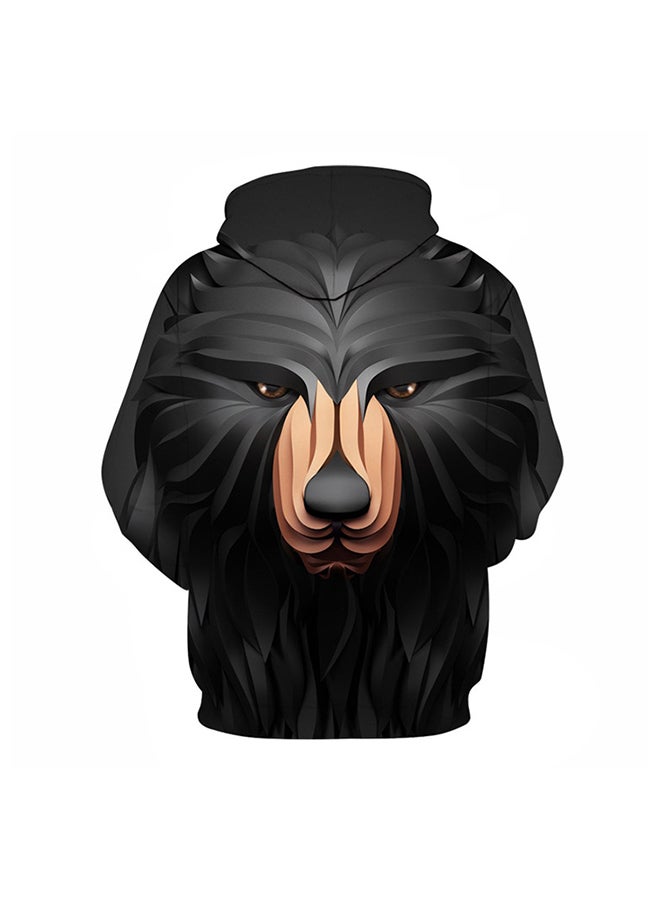 Generic - Polyestertrendy Street 3D Digital Animal Printing Oversized Couple Hoodie Black - Image 1