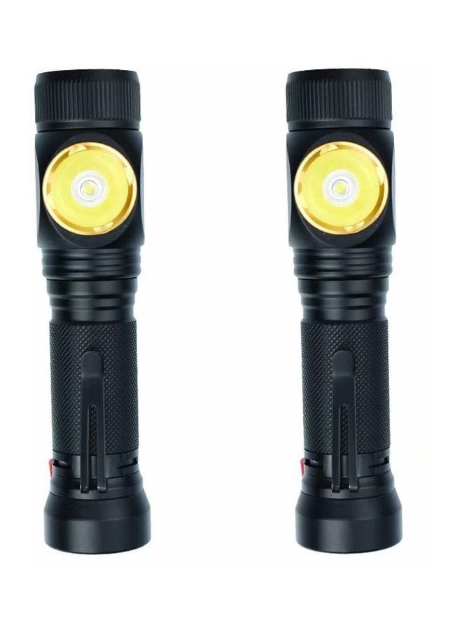 Conpex 2-Piece LED Rechargeable Flashlight Set Black/Yellow 12.2x2.3x9cm 