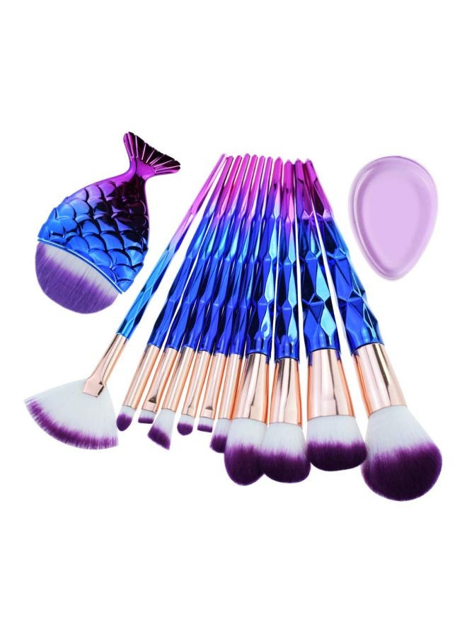 ستارت مايكرز طقم فرش ماكياج بتصميم ذيل السمكة مكون من 13 قطعة وردي/ بنفسجي/ أبيض - Image 1