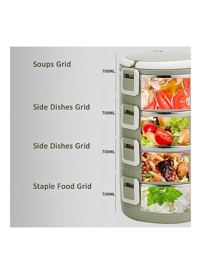 Stainless Steel Insulated Round Lunch Box Grey 16 x 9 x 16cm - Image 2