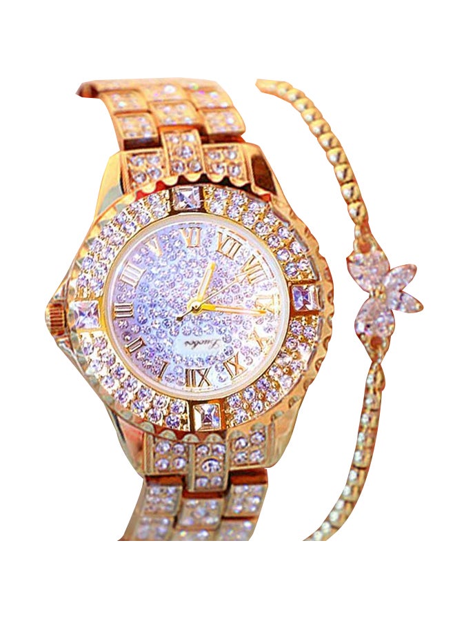 Women's Rhinestone Quartz Analog Wrist Watch With Bracelet NSSB037006235 