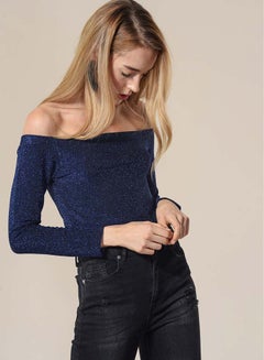 Off Shoulder Long Sleeve Top Blue - v1572583442/N31124500V_1