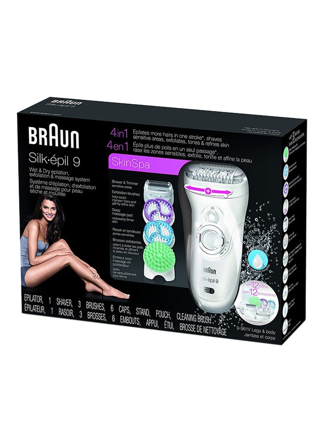BRAUN 9-961 Silk-Epil 9 Skinspa 9-961V 5-In-1 Epilator Exfoliation And Skin Care System White/Silver - Image 4