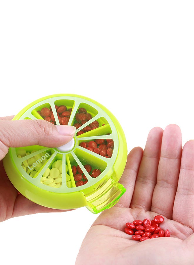 Rotating Portable Multi Function Pill Box Green/Yellow Medium  - Image 3