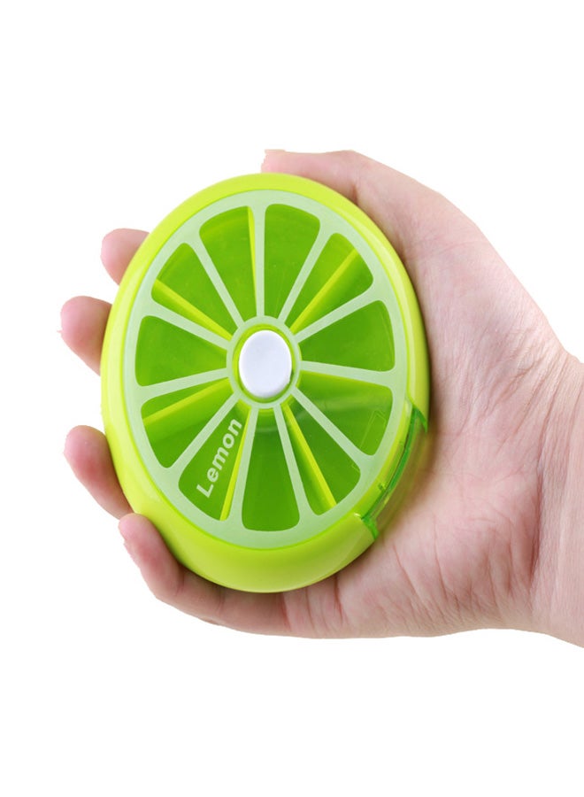 Rotating Portable Multi Function Pill Box Green/Yellow Medium  - Image 2