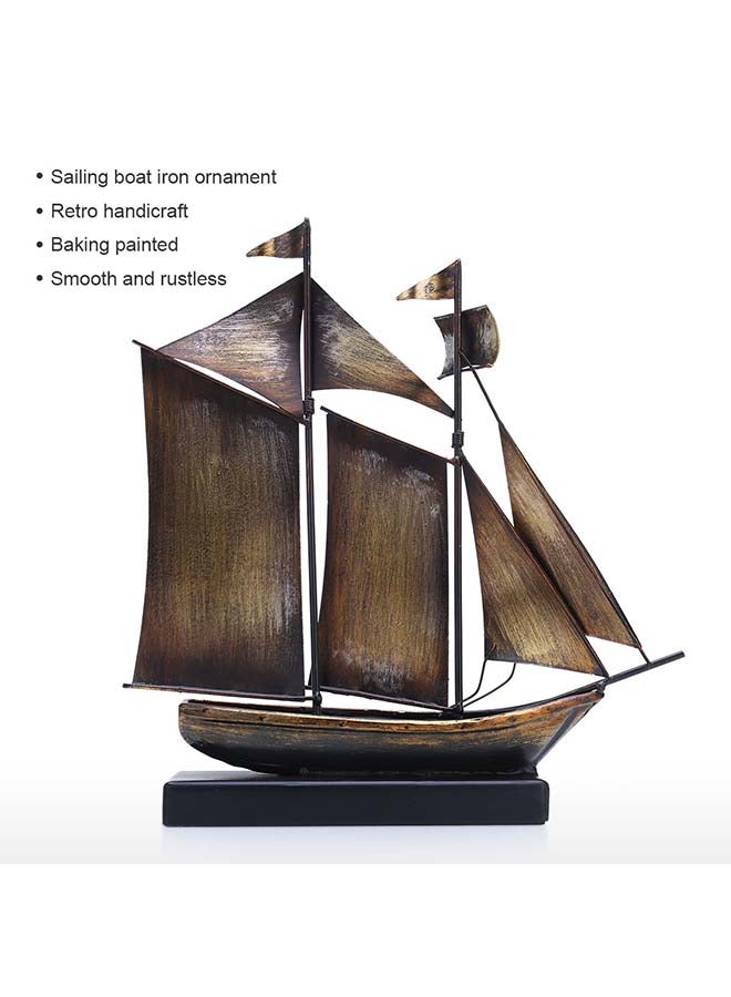 توراتس تمثال عتيق لقارب شراعي بني 34x8x33سم - Image 3