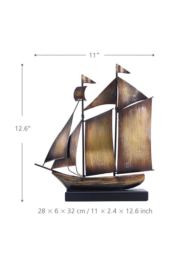 توراتس تمثال عتيق لقارب شراعي بني 34x8x33سم - Image 2