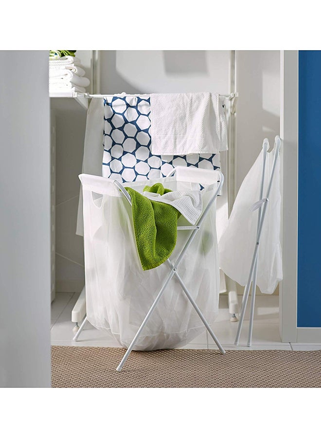 Generic - Laundry Bag With Steel Stand White 41x43x64cm - Image 1