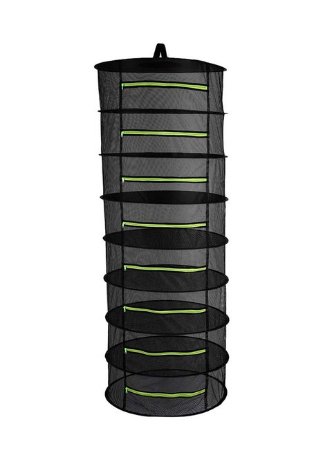 8 Layers Hanging Herb Drying Net Dryer Bag With Zipper Black 22X10X22kg