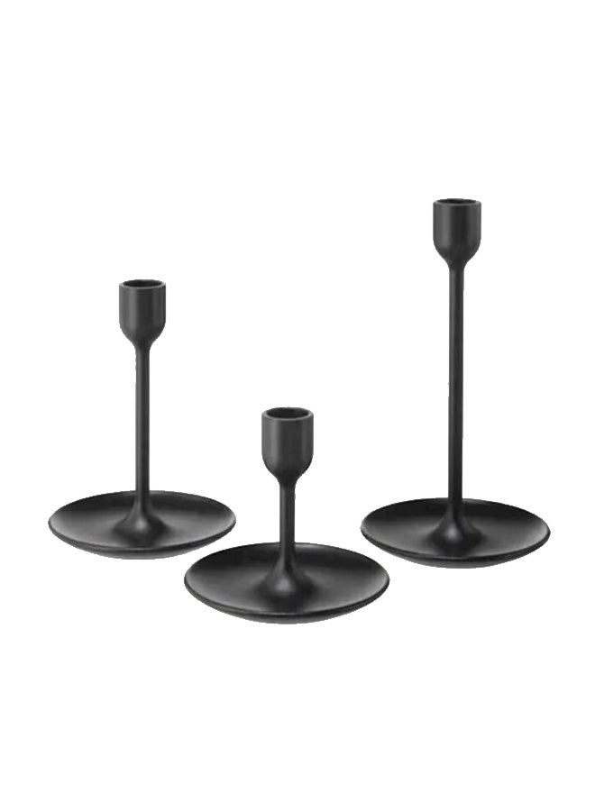 Generic 3-Piece Fulltalig Candlestick Holder Black 10cm  - Image 1