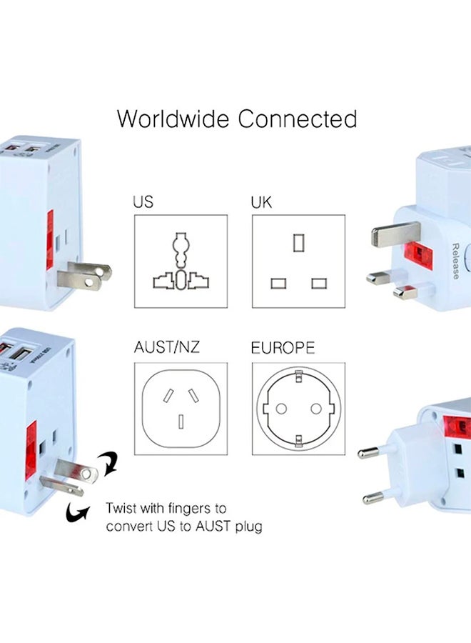 Generic All-In-One Universal Travel Adapter White  - Image 3