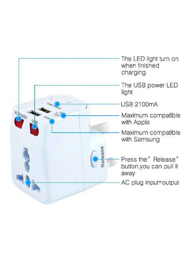 Generic All-In-One Universal Travel Adapter White  - Image 2