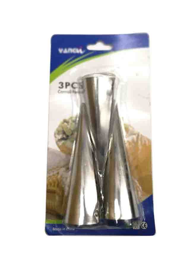 بيتا مجموعة قوالب خبز من الستانلس ستيل على شكل أنبوب مخروطي لصنع كرواسون ومعجنات حلزونية مكونة من 3 قطع فضي 10سم - Image 4