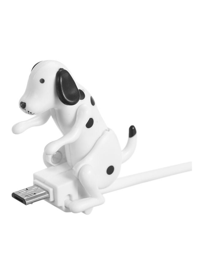 كابل شحن مايكرو USB على شكل كلب أبيض/ أسود - Image 2