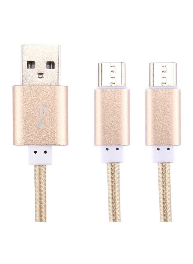 كابل شحن ومزامنة بيانات 3 في 1 بمنفذ مايكرو USB مع سلسلة مفاتيح ذهبي - Image 3