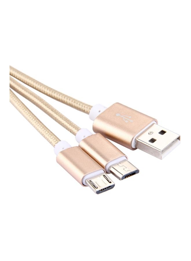 كابل شحن ومزامنة بيانات 3 في 1 بمنفذ مايكرو USB مع سلسلة مفاتيح ذهبي - Image 4