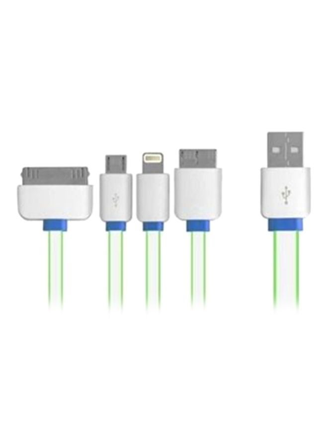 4-In-1 Data Sync Charging Cable Green/White