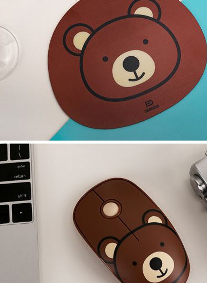 FD Cartoon Style Wireless Mouse With Mat Brown - Image 2