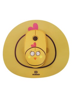 Cartoon Style Ergonomic Wireless Mouse With Mouse Mat Yellow - v1572621934/N31275212A_1