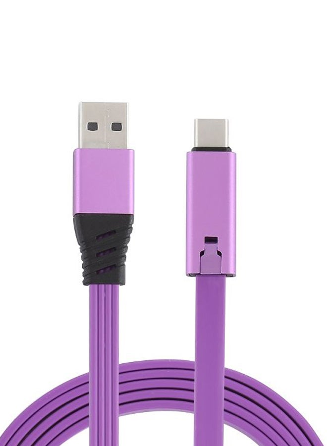 Noddle Style USB To Type-C Data Sync Charging Cable Purple/Black/Silver - Image 2