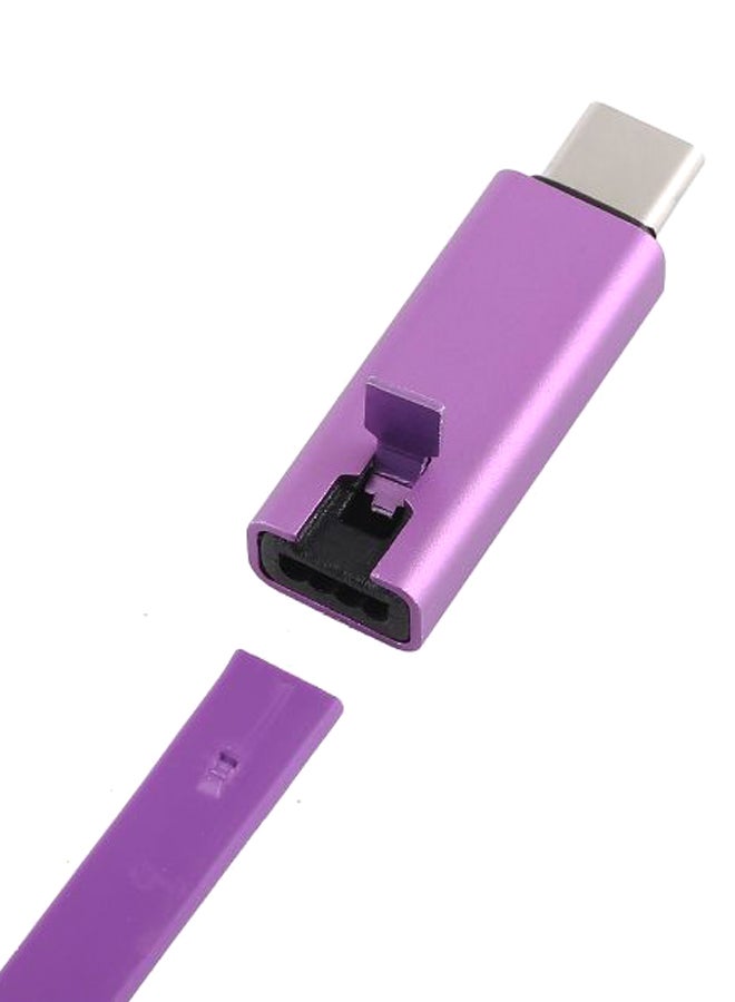 Noddle Style USB To Type-C Data Sync Charging Cable Purple/Black/Silver - Image 3