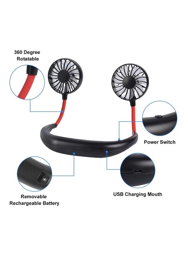 USB Rechargeable Neckband Fan VSTHI001BL Black/Red/Clear - Image 2