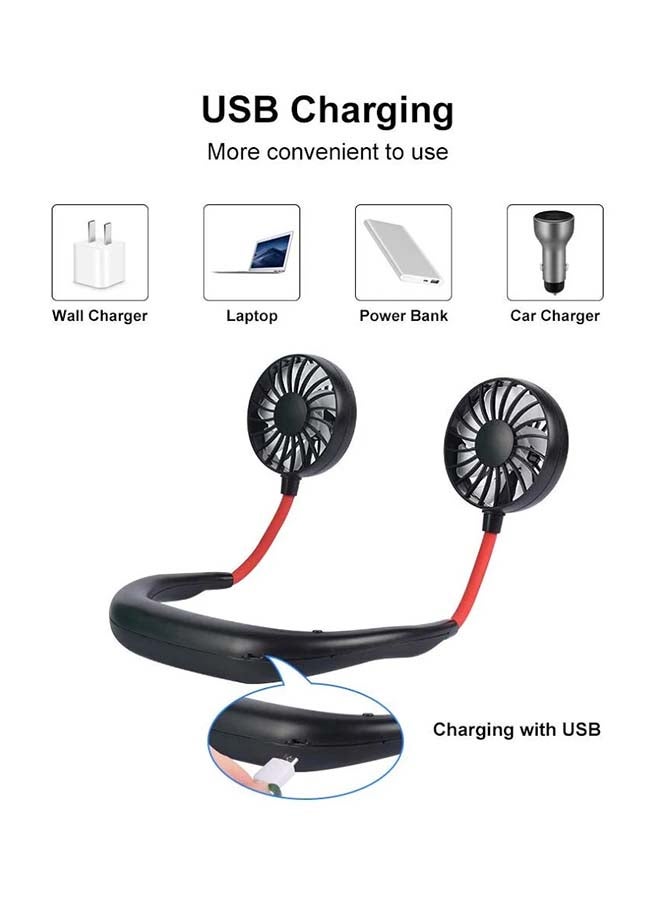 USB Rechargeable Neckband Fan VSTHI001BL Black/Red/Clear - Image 3