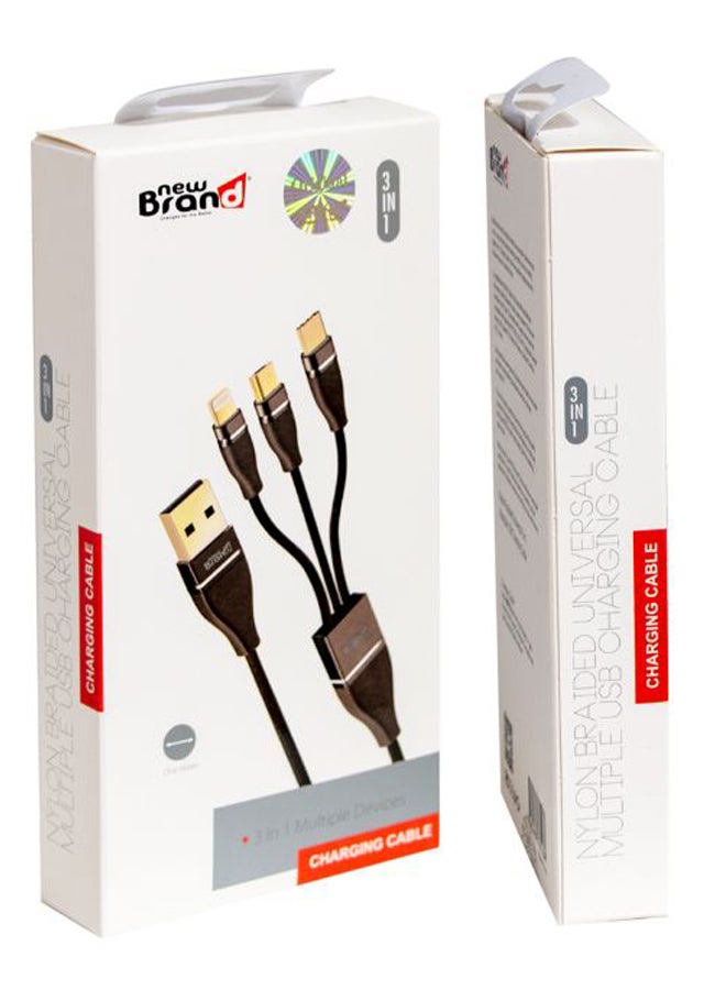 NEW BRAND 3-In-1 Multiple Devices Charging Cable Black  - Image 1