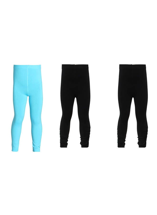WOW 3-Piece Legging Embroidery Set Black/Light Blue 