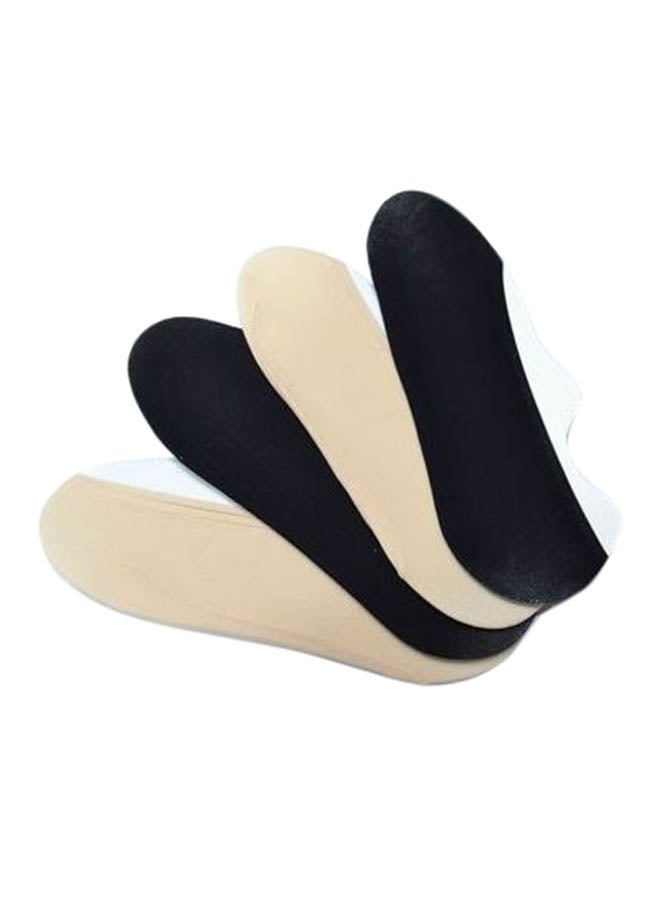 4-Piece Voile Socks Set Beige/Black - Image 1