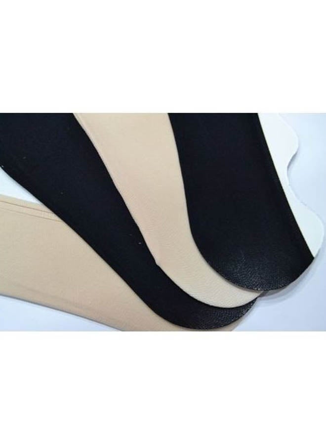 4-Piece Voile Socks Set Beige/Black - Image 2