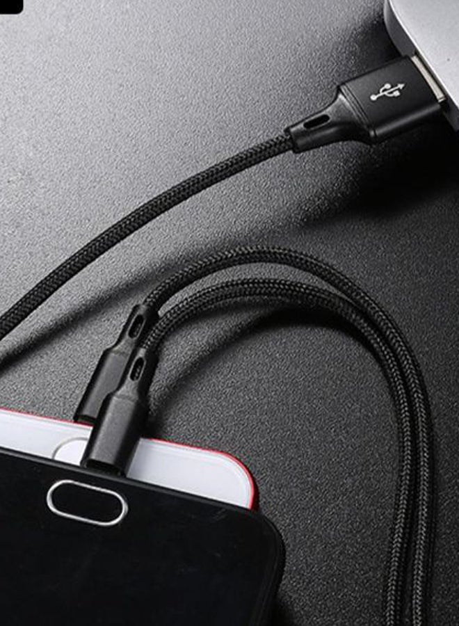 Generic - 3-In-1 Micro USB Type-C Lightning Data Sync And Charging Cable Black - Image 1
