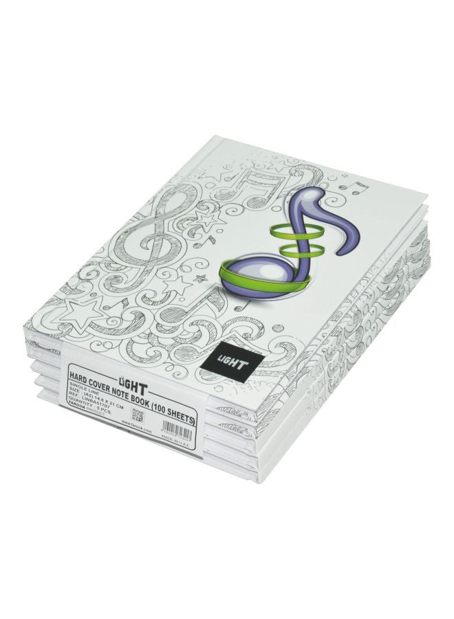 لايت طقم دفاتر ملاحظات ذو غلاف مقوّى مقاس A5 مكّون من 5 قطع أبيض/رمادي