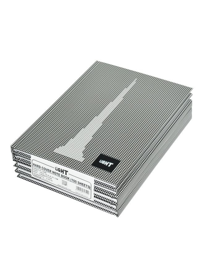 Light 5-Piece A5 Hard Cover Notebook Set Black/White 