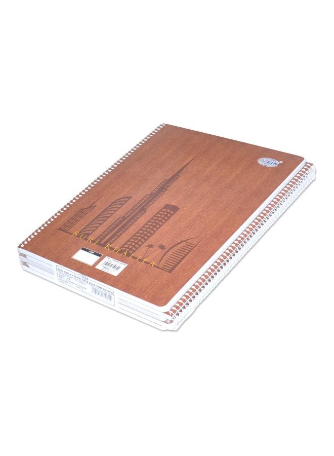 FIS 5-Piece A4 Burj Khalifa Printed Spiral Bounded Notebook Brown/Black