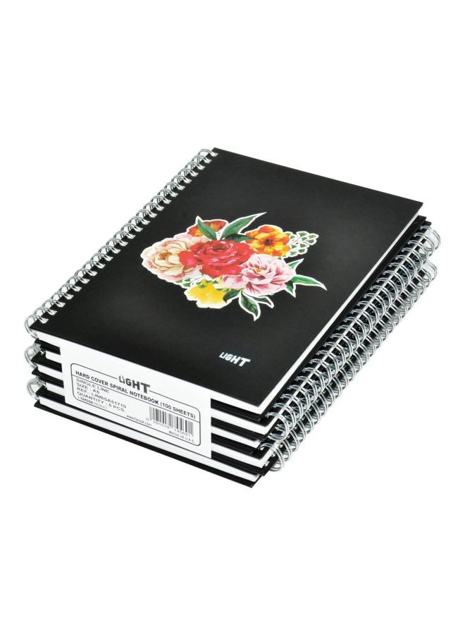 Light 5-Piece A5 Spiral Bounded Notebook Black 