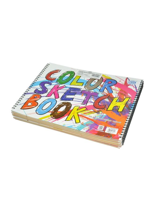 إف اي أس  طقم دفاتر رسم بسلك حلزوني مقاس B4 مكون من 12 قطعة أحمر/ أزرق/ أبيض