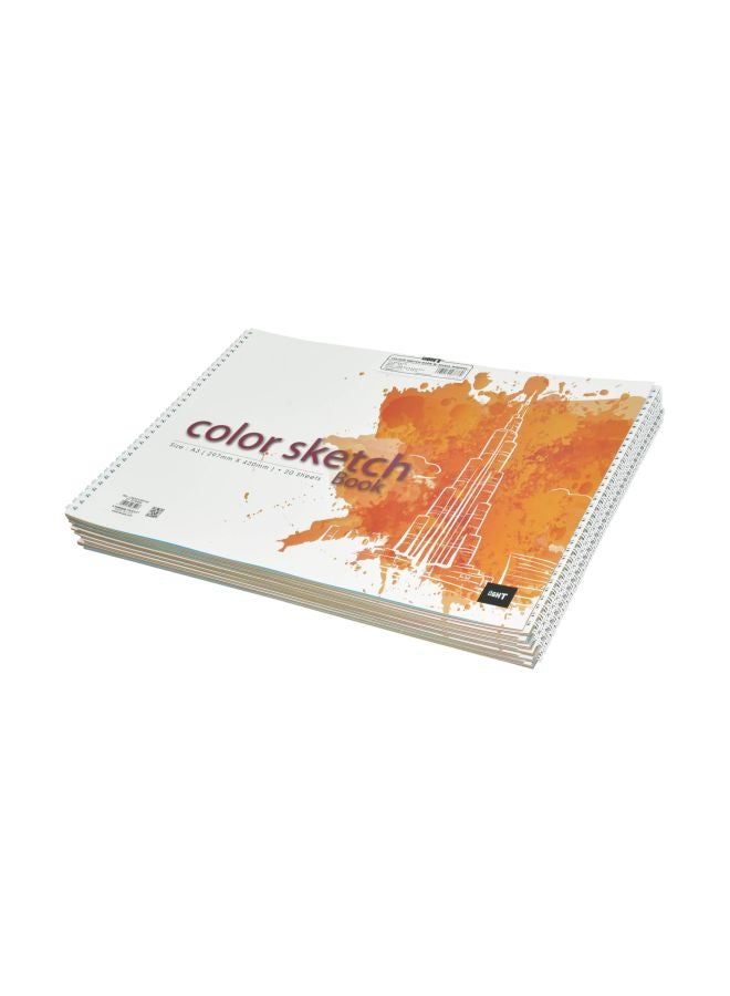 Light 12-Piece A3 Spiral Bound Sketch Book Set White/Orange 