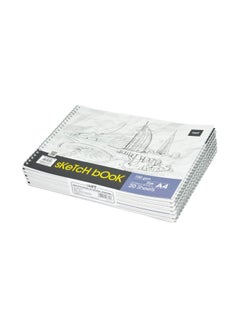 Light 12-Piece A4 Spiral Bound Sketch Book Set White/Grey 