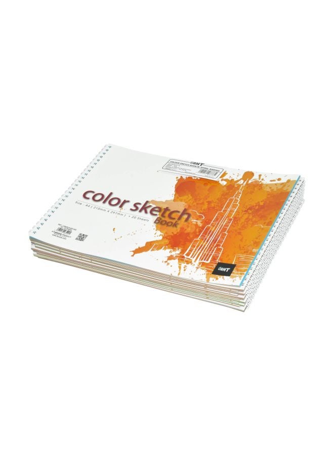لايت مجموعة دفاتر رسم مقاس A4 بتجليد حلزوني، 12 قطعة أبيض/برتقالي