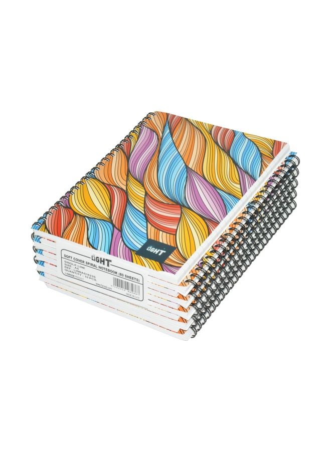 Light - 10-Piece A5 Spiral Soft Cover Notebook, 800 Pages Multicolour - Image 1