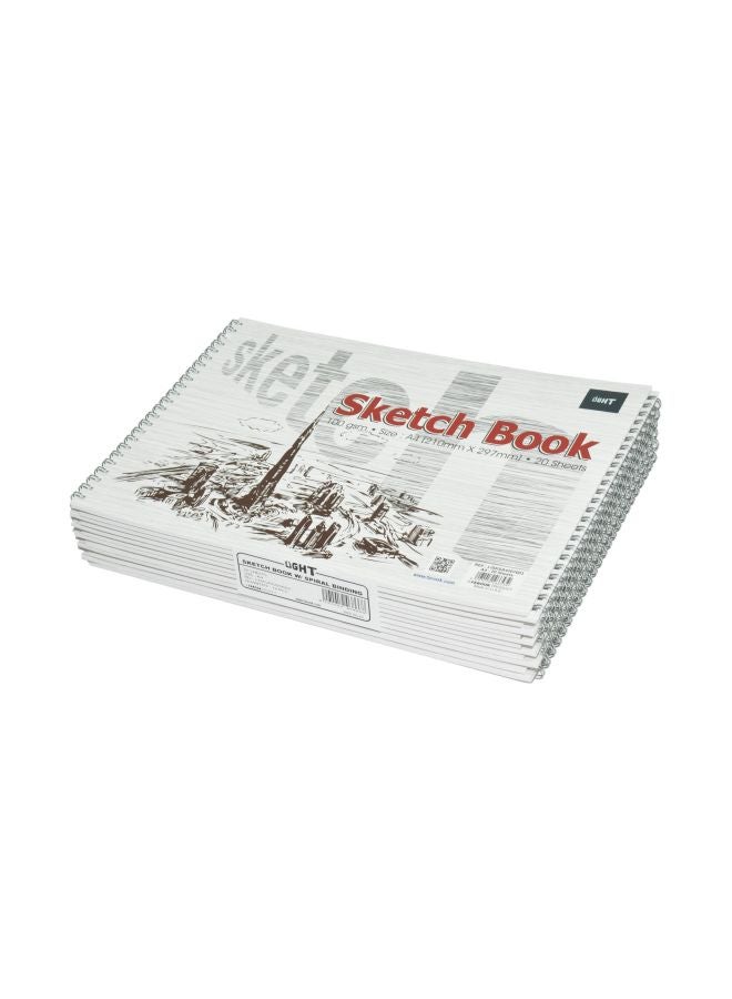 لايت مجموعة دفاتر ملاحظات مقاس A4، من 12 قطعة أبيض/أحمر/بني