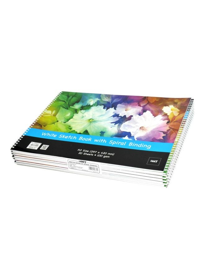 Light Pack Of 12 A3 Spiral Bound Notebook Multicolour 