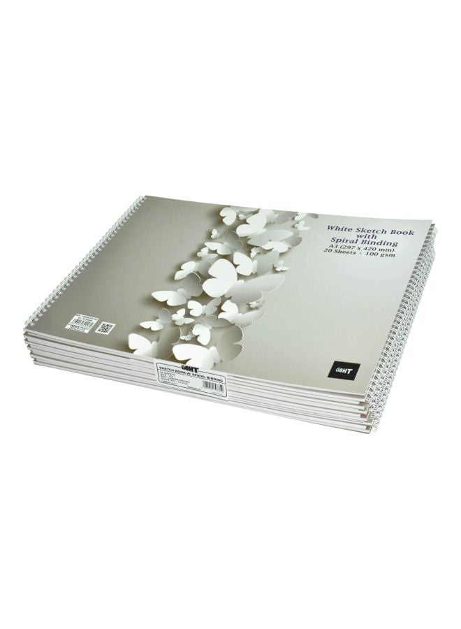 Light - Pack Of 12 A3 Spiral Bound Notebook Grey/White - Image 1