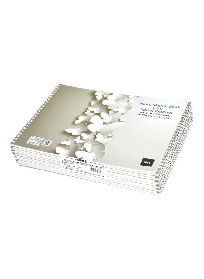 Light Pack Of 12 A4 Spiral Bound Notebook Grey/White 