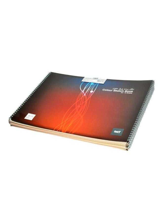 لايت دفتر رسم بسلك لولبي مقاس A3 من 12 قطعة برتقالي/ أسود/ أبيض