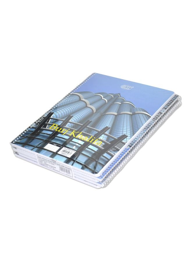 FIS 5-Piece A4 Burj Khalifa Printed Spiral Bounded Notebook Blue/Black